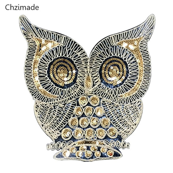 Lychee Life  Vintage Owl Sequin Embroidered Patches For Diy Clothing Iron On Applique Clothes Jean Animal Bird Sticker Badges Susan's Beauty