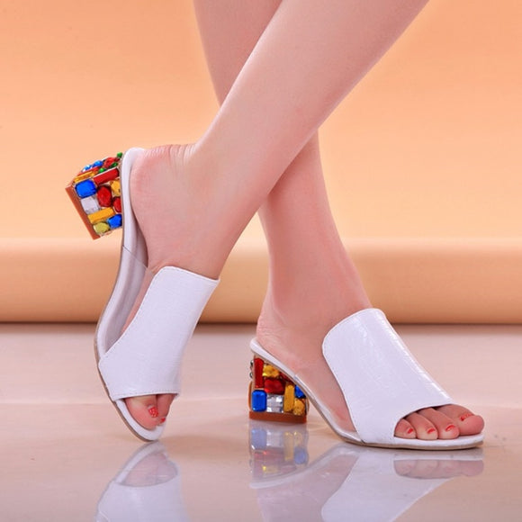 Lucyever Women Summer Crystal Sandals Rhinestone Heels Open Toe Shoes Flip Flops- $5 off ! Susan's Beauty